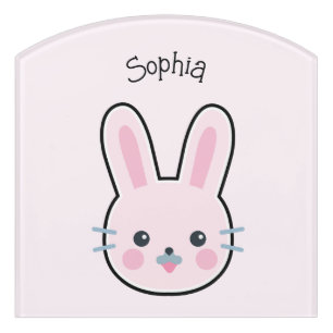 Cute Kawaii Pink Bunny Door Sign