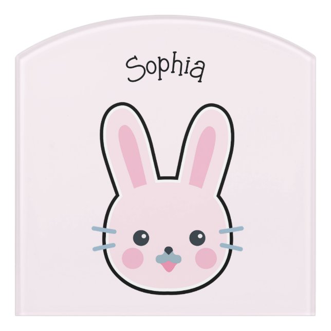 Cute Kawaii Pink Bunny Door Sign (Contour Front)