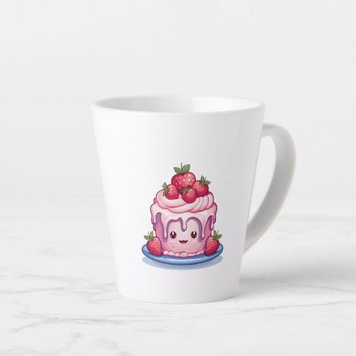Cute Kawaii Pink Cake with Strawberries Latte Mug