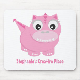 Cute Kawaii Pink Dino Mouse Pad