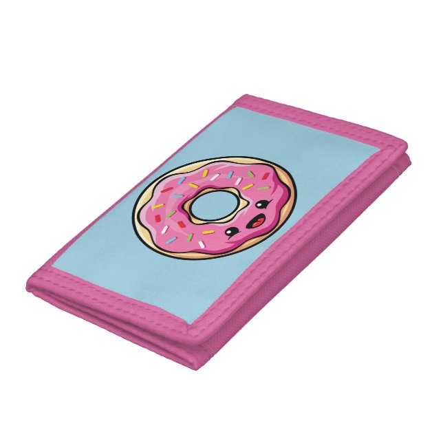 Cute Kawaii Pink Donut Trifold Wallet (Bottom)