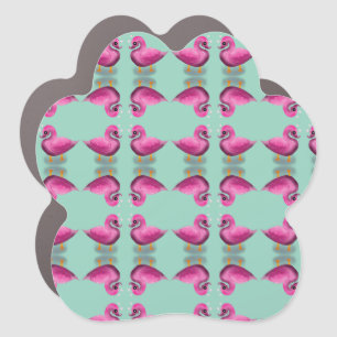 Cute Kawaii Pink Duck & Hearts Nursery Art Car Magnet