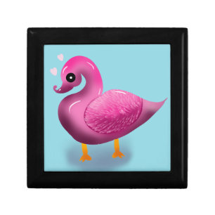 Cute Kawaii Pink Duck & Hearts Nursery Art Gift Box