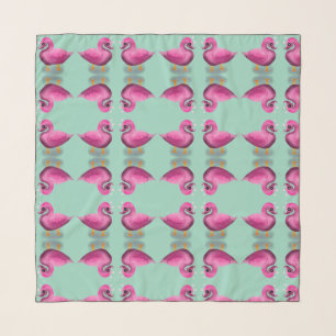 Cute Kawaii Pink Duck & Hearts Nursery Art Scarf
