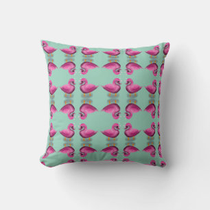 Cute Kawaii Pink Duck & Hearts Nursery Art Throw Pillow