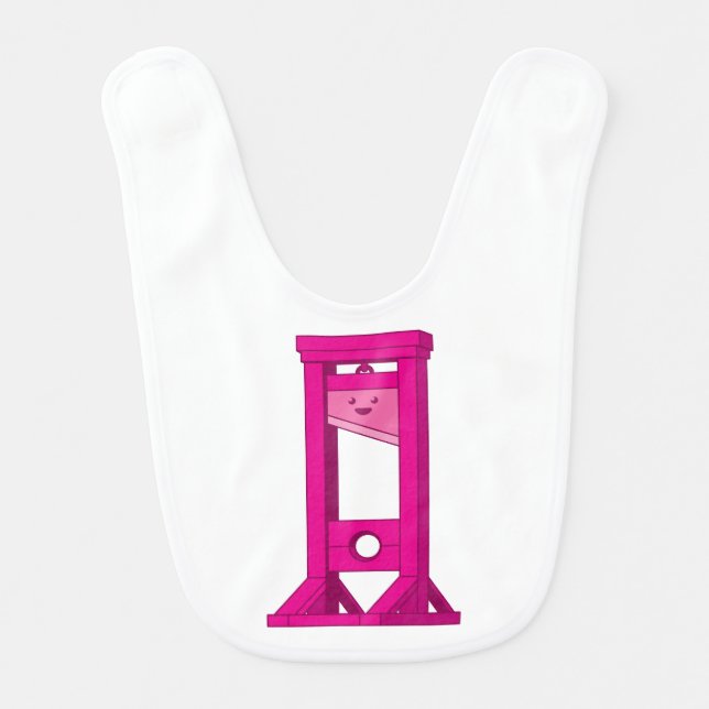 Cute Kawaii Pink Guillotine Baby Bib (Front)