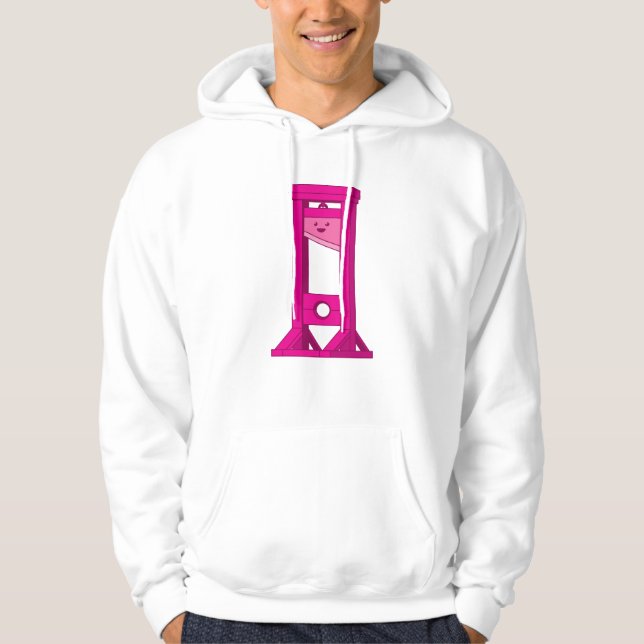 Cute Kawaii Pink Guillotine Men's White Hoodie  (Front)