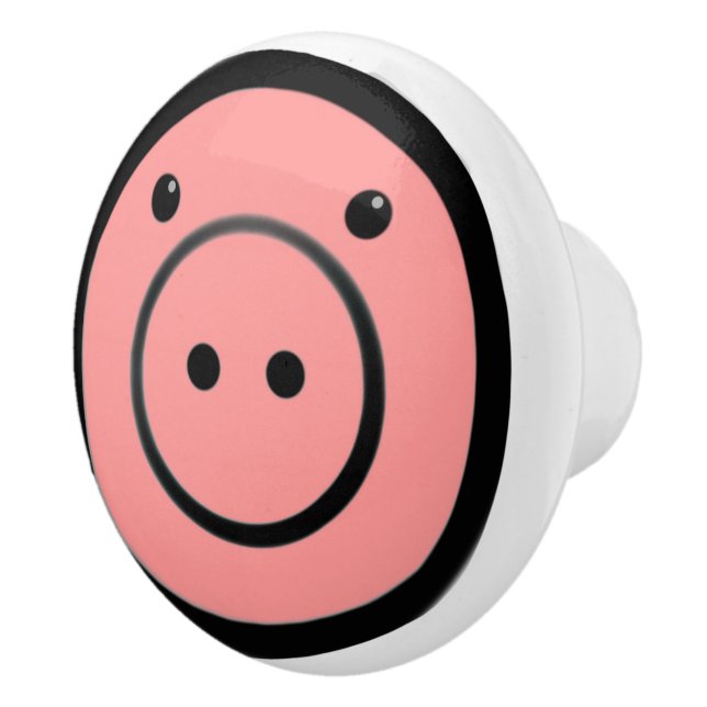 Cute Kawaii Pink Piggy Pig Face Front Ceramic Knob (Right)