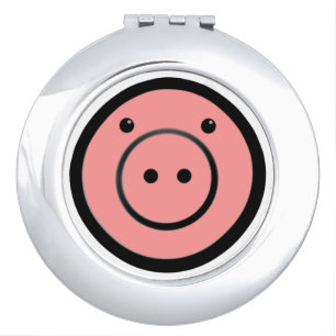 Cute Kawaii Pink Piggy Pig Vector Art Compact Mirror
