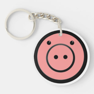 Cute Kawaii Pink Piggy Pig Vector Art Keychain