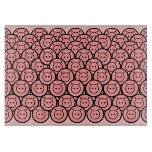 Cute Kawaii Pink Pigs & Piglets Pattern Vector Art Cutting Board