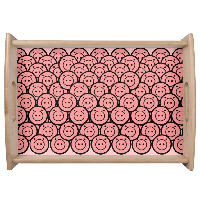 Cute Kawaii Pink Pigs & Piglets Pattern Vector Art Serving Tray (Front)