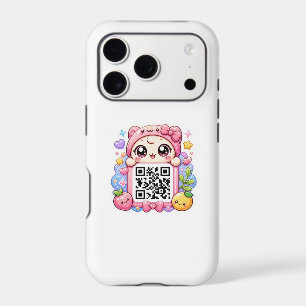 Cute Kawaii Pink QR Code Character Floral Pastel R iPhone 17 Pro Case