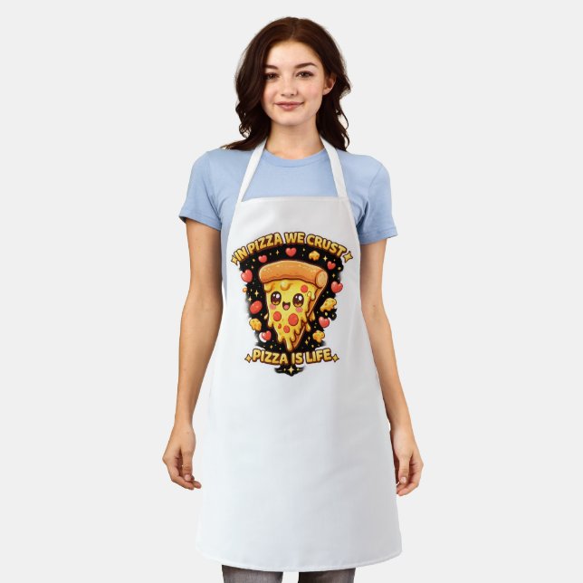 Cute Kawaii Pizza Apron – In Pizza We Crust Funny  (Worn)