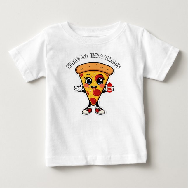Cute Kawaii Pizza Kids T-Shirt (Front)