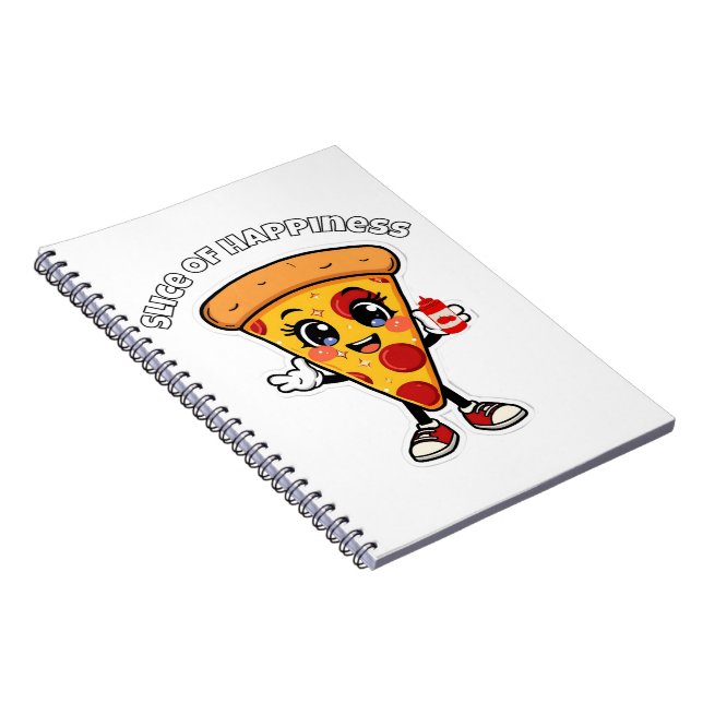 Cute Kawaii Pizza Notebook Fun Cartoon Food Cover (Right Side)