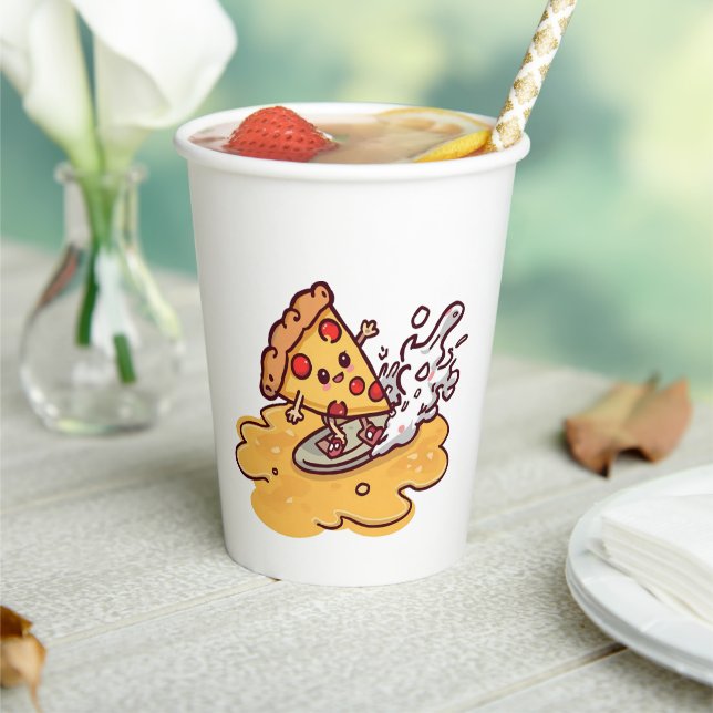 Cute Kawaii Pizza Paper Cup Funny Cheesy Cartoon (Insitu)
