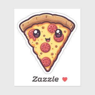 Cute Kawaii Pizza Slice Fun Cartoon Pizza Sticker
