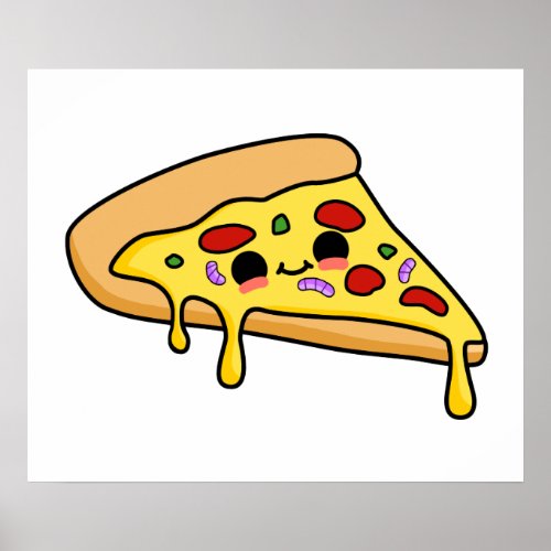 Cute Kawaii Pizza Slice Poster