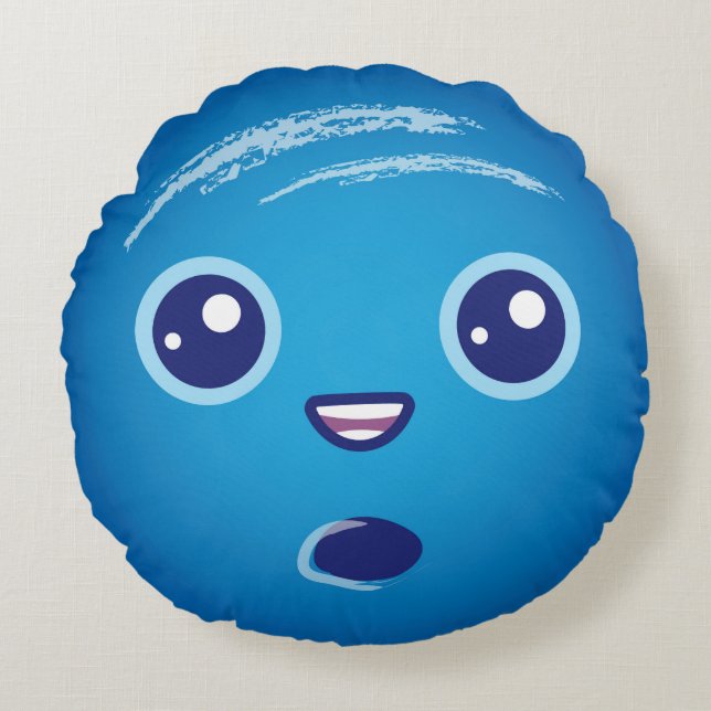 Cute Kawaii Planet Neptune Round Pillow (Front)