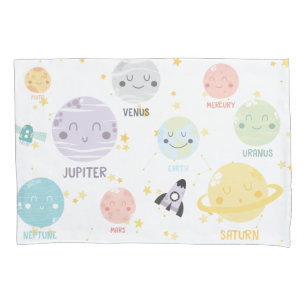 Cute Kawaii Planet Solar System Kid's Pillow Case