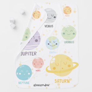 Cute Kawaii Planets & Stars & Constellations Baby Blanket