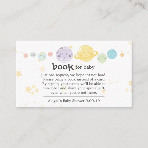 Cute Kawaii Planets with Stars Books for Baby Enclosure Card