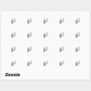Cute Kawaii Plant Kindness Cute Cloud and Flower S Square Sticker