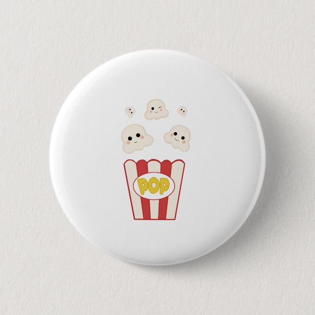 Cute Kawaii Popcorn Button (Front)