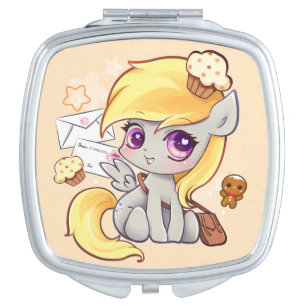 Cute kawaii postman pony with letters and cupcakes makeup mirror