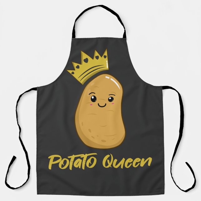 Cute Kawaii Potato Queen T-Shirt Apron (Front)