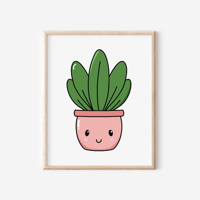 Cute Kawaii Potted Plant Art Poster (Creator Uploaded)