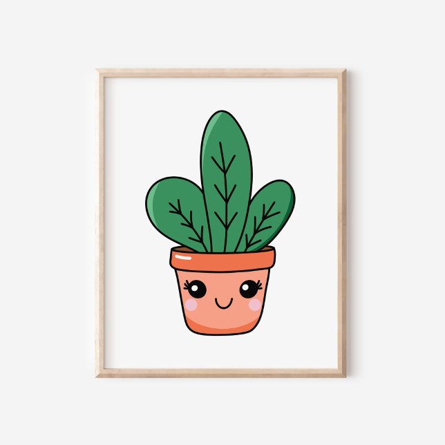 Cute Kawaii Potted Snake Plant Art Poster (Creator Uploaded)