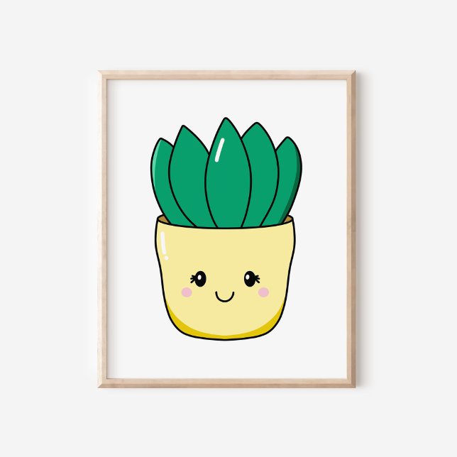 Cute Kawaii Potted Succulent Plant Poster (Creator Uploaded)