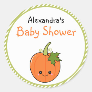 Cute Kawaii Pumpkin Baby Shower Classic Round Sticker