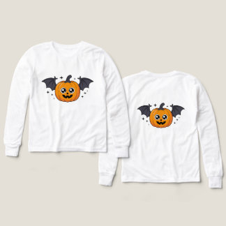 Cute Kawaii Pumpkin Bat Halloween PNG Tri-Blend Shirts
