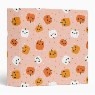 Cute Kawaii Pumpkin Faces Pattern 3 Ring Binder