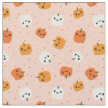 Cute Kawaii Pumpkin Faces Pattern Fabric