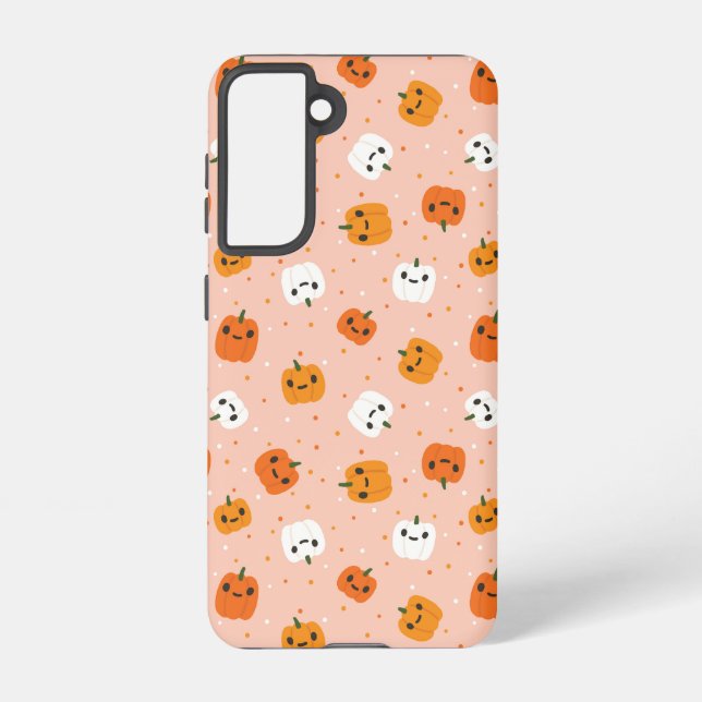 Cute Kawaii Pumpkin Faces Pattern Samsung Galaxy Case (Back)