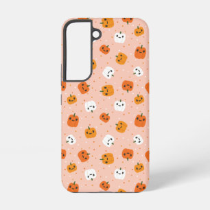Cute Kawaii Pumpkin Faces Pattern Samsung Galaxy S22 Case