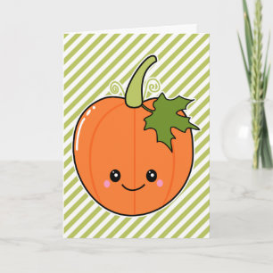 Cute Kawaii Pumpkin Holiday Card