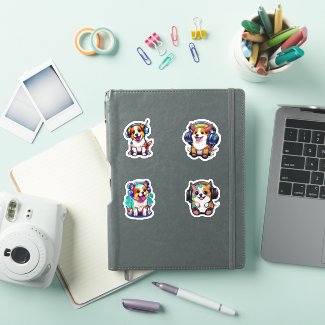 Cute Kawaii Puppies Wearing Headphones Pack