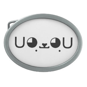 Cute Kawaii Puppy Dog Japanese Kaomoji Emoticon Belt Buckle