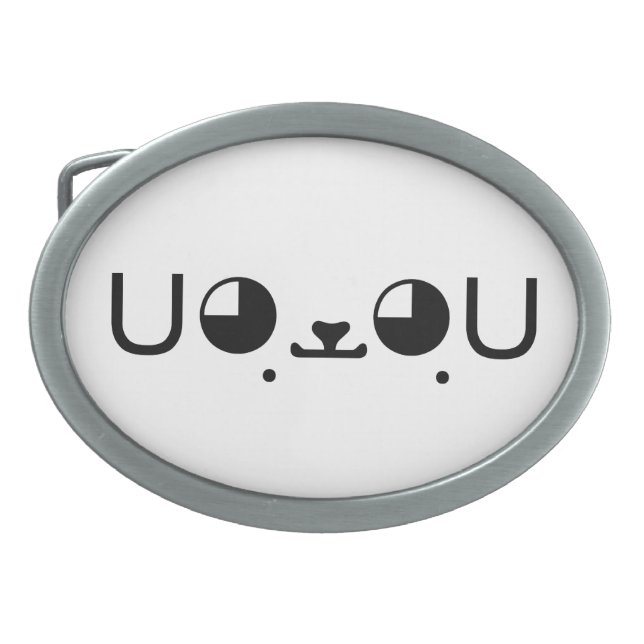 Cute Kawaii Puppy Dog Japanese Kaomoji Emoticon Belt Buckle (Front)
