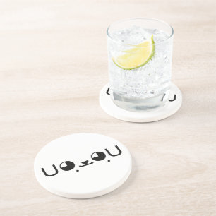 Cute Kawaii Puppy Dog Japanese Kaomoji Emoticon Drink Coaster
