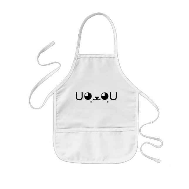Cute Kawaii Puppy Dog Japanese Kaomoji Emoticon Kids' Apron (Front)