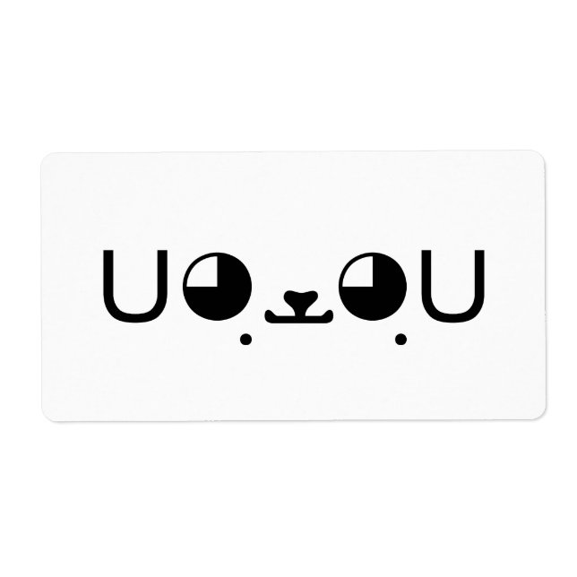 Cute Kawaii Puppy Dog Japanese Kaomoji Emoticon Label (Front)