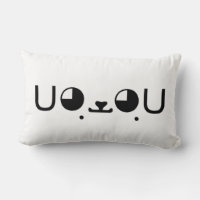 Cute Kawaii Puppy Dog Japanese Kaomoji Emoticon Lumbar Pillow | Zazzle