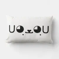 Cute Kawaii Puppy Dog Japanese Kaomoji Emoticon Lumbar Pillow | Zazzle