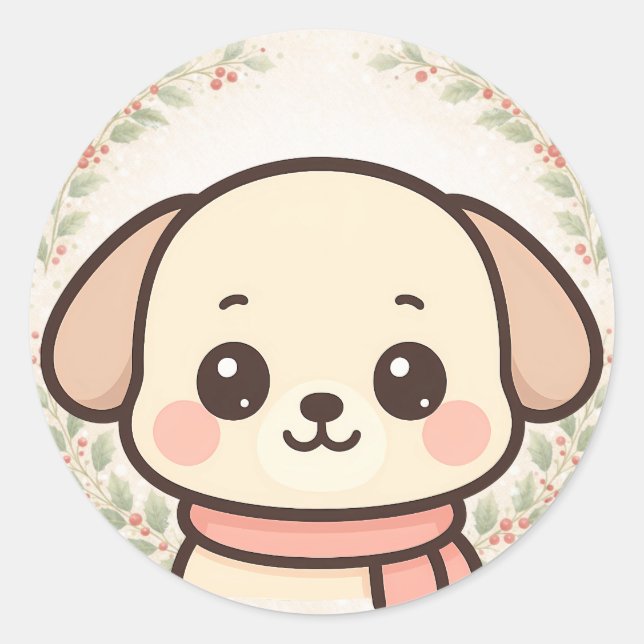 Cute Kawaii Puppy Face Sticker (Front)